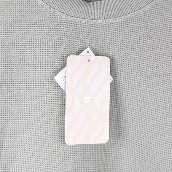 Fabletics Anna Tie-Back Sweatshirt Waffle Knit Open Back Mint Teal Oversized XXS - Picture 7 of 8